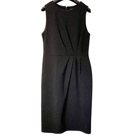 Banana Republic Sheath Dress Draped Pleated Detail MIcro Polka Dot Stretch - Picture 7 of 14